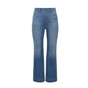 SPANX High Waist Seamed Front Wide Leg Blue Jeans Jeggings Size XL Comfy